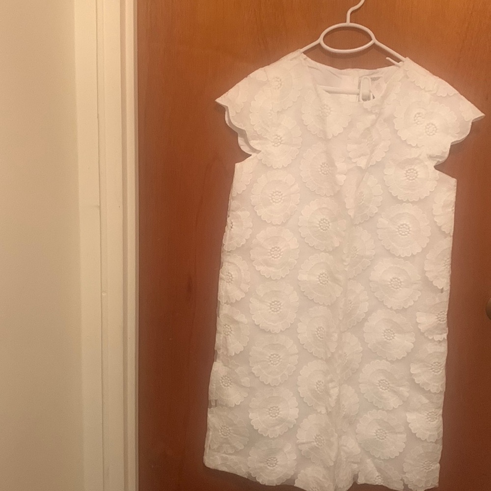 Gymboree white dress with white floral shell. Perfect for spring/summer.